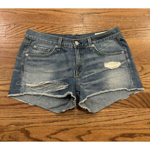 rag & bone Denim Jean Cutoff Shorts 27 Blue Frayed 2" Inseam
